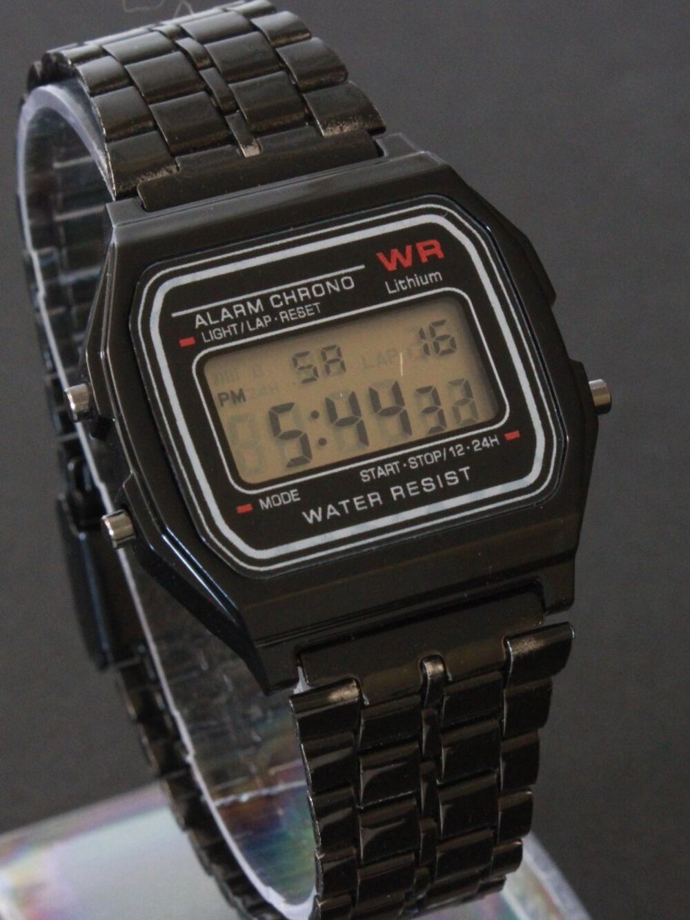 Retro Style Digital Watch Metal Case Bracelet Back light, Stopwatch, Day, Date - Picture 2 of 11